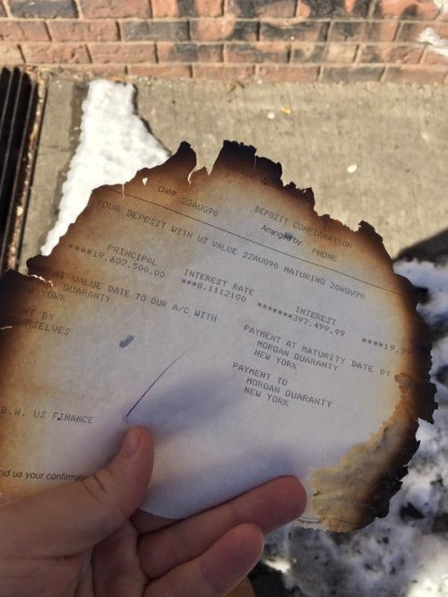 Burnt Bank Statement
