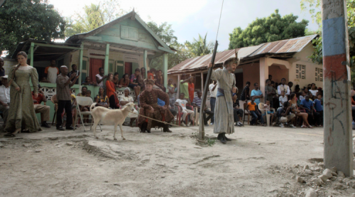 Staging 'Halka' for the residents of Cazale, located in the mountains of Haiti c/o labiennale.art.pl