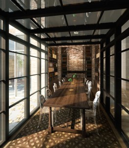 "I have many leather bound books and my apartment smells like rich mahogany." Library rendering by Gene Kaufman
