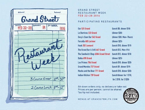 Grand Street Restaurant Week Lineup