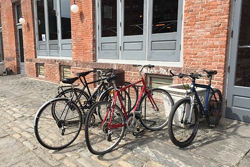 Bike rack in front of Glasserie on Commercial Street - Greenpoint.