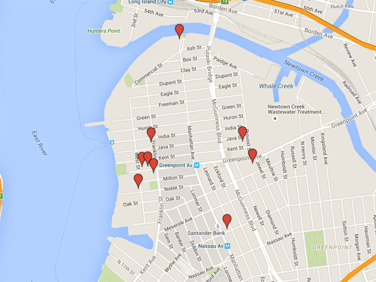 Greenpoint Gallery Night Map 3/18/16
