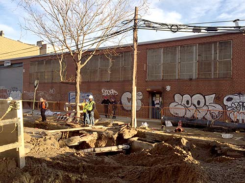 Water pipe burst on Calyer Street in Greenpoint