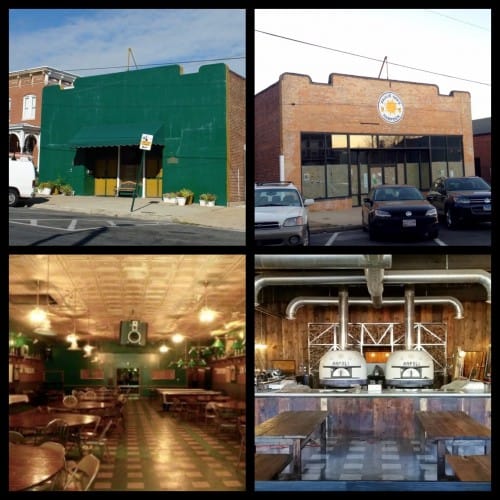 Paulie Gee's Hampden before/after photos of exterior and interior