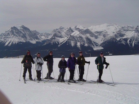Paulie Gee with friends and family at Lake Louise, Alberta
