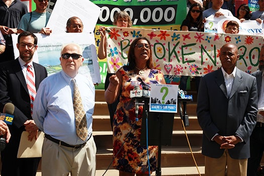 Public Advocate Letitia James demanding that the North Brooklyn community get their park