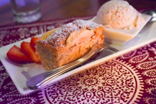 Apple cobbler with vanilla gelato
