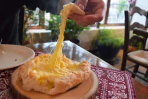 The proper way to eat a cheeseboat.
