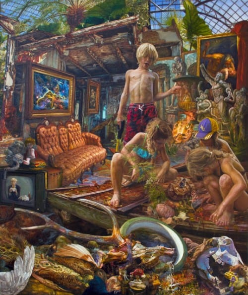2015's Grand Prize Winner: Isaac McCaslin, Spectacularly Dying, oil on canvas, 60 in. x 50 in. 2014-c