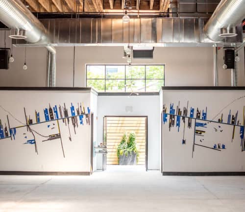 Splits and Skylines, site-specific installation, Dobbin St. Event Space, Brooklyn, NY, 2016, photo by: Mikkel Paige