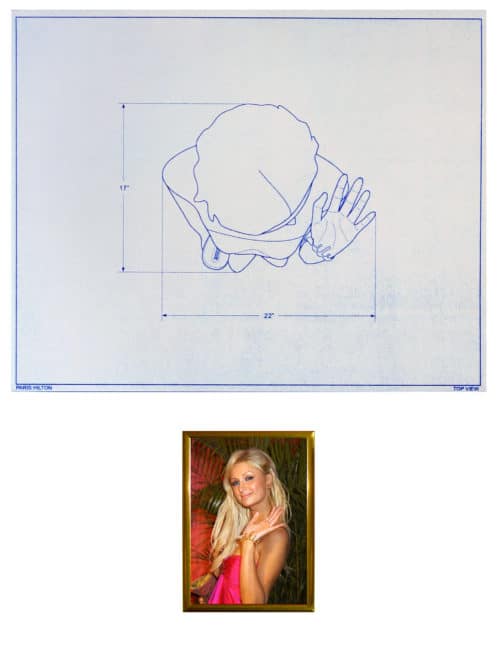 Paris Hilton, blueprint drawing, 20" x 16", 2007