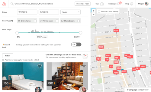 Airbnb listings in Greenpoint.