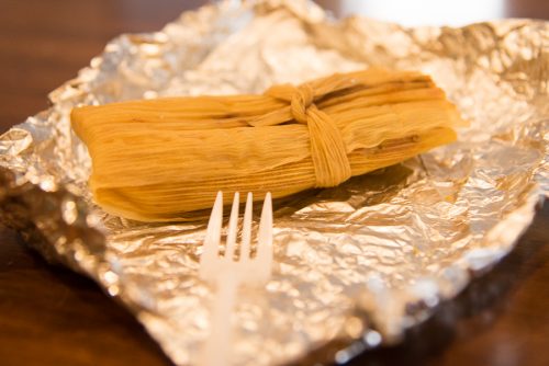 A veggie tamale from the Williamsburg farmer's market is the perfect snack!