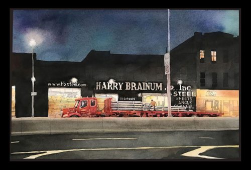 Watercolor of McGuinness Blvd, by Sven Johnson