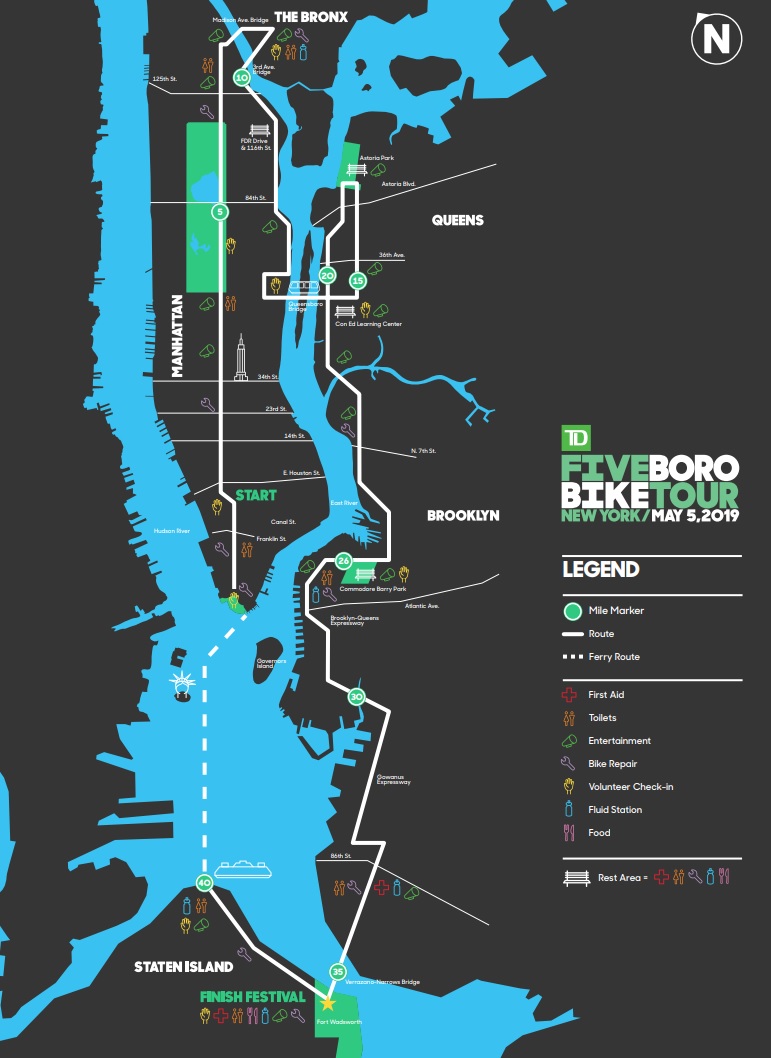 5 boro bike tour map Greenpointers