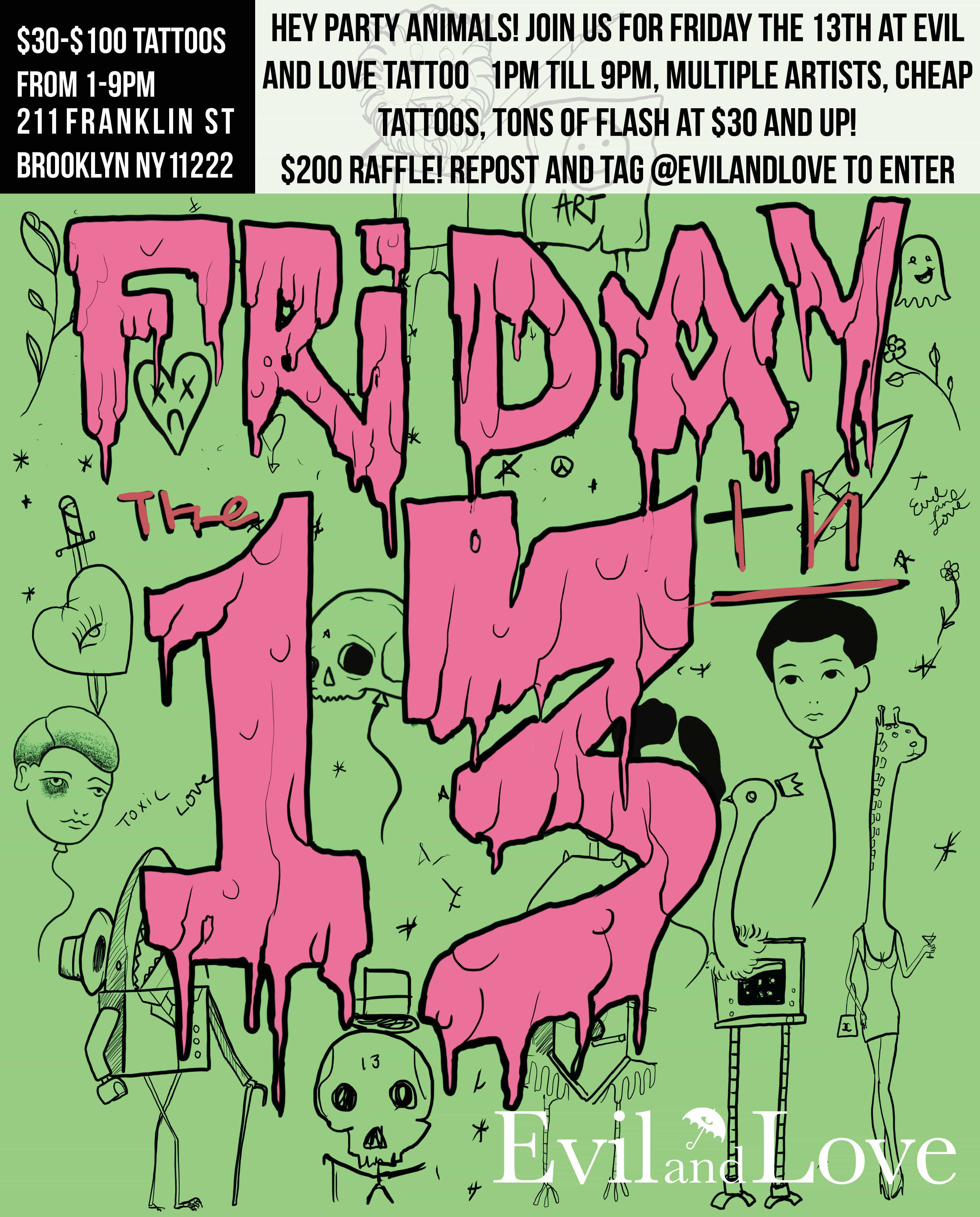 Evil & Love Tattoo Friday The 13th Jan 2017