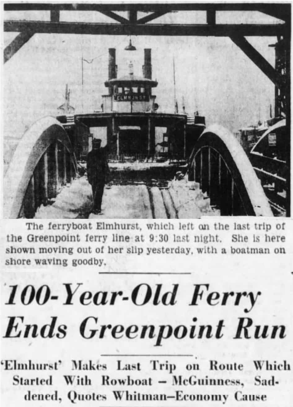Greenpoint Ferry's final run - Bk Daily Eagle 2-12-1933